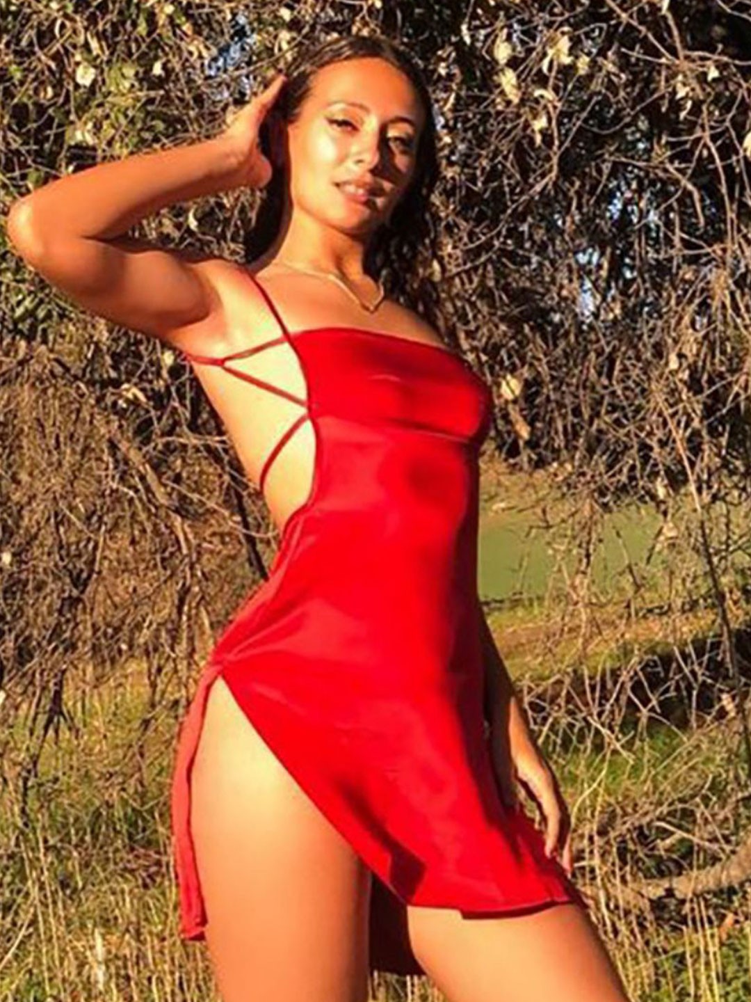 

StyleCast Women Halter Neck A-Line Dress, Red