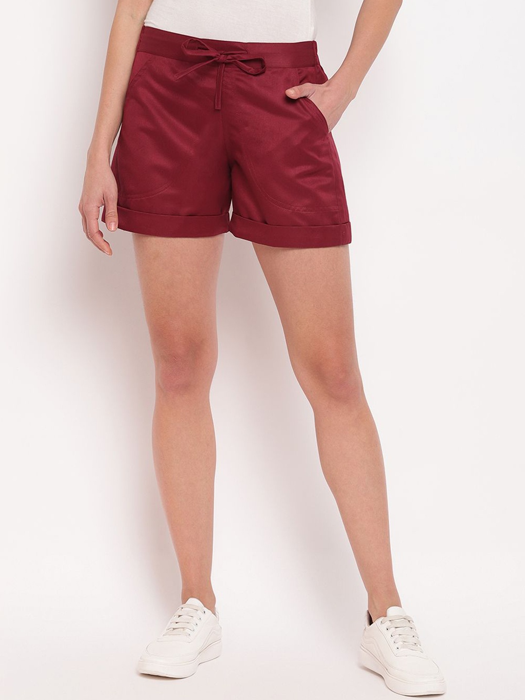 

DressBerry Women Cotton Regular Fit Shorts, Maroon