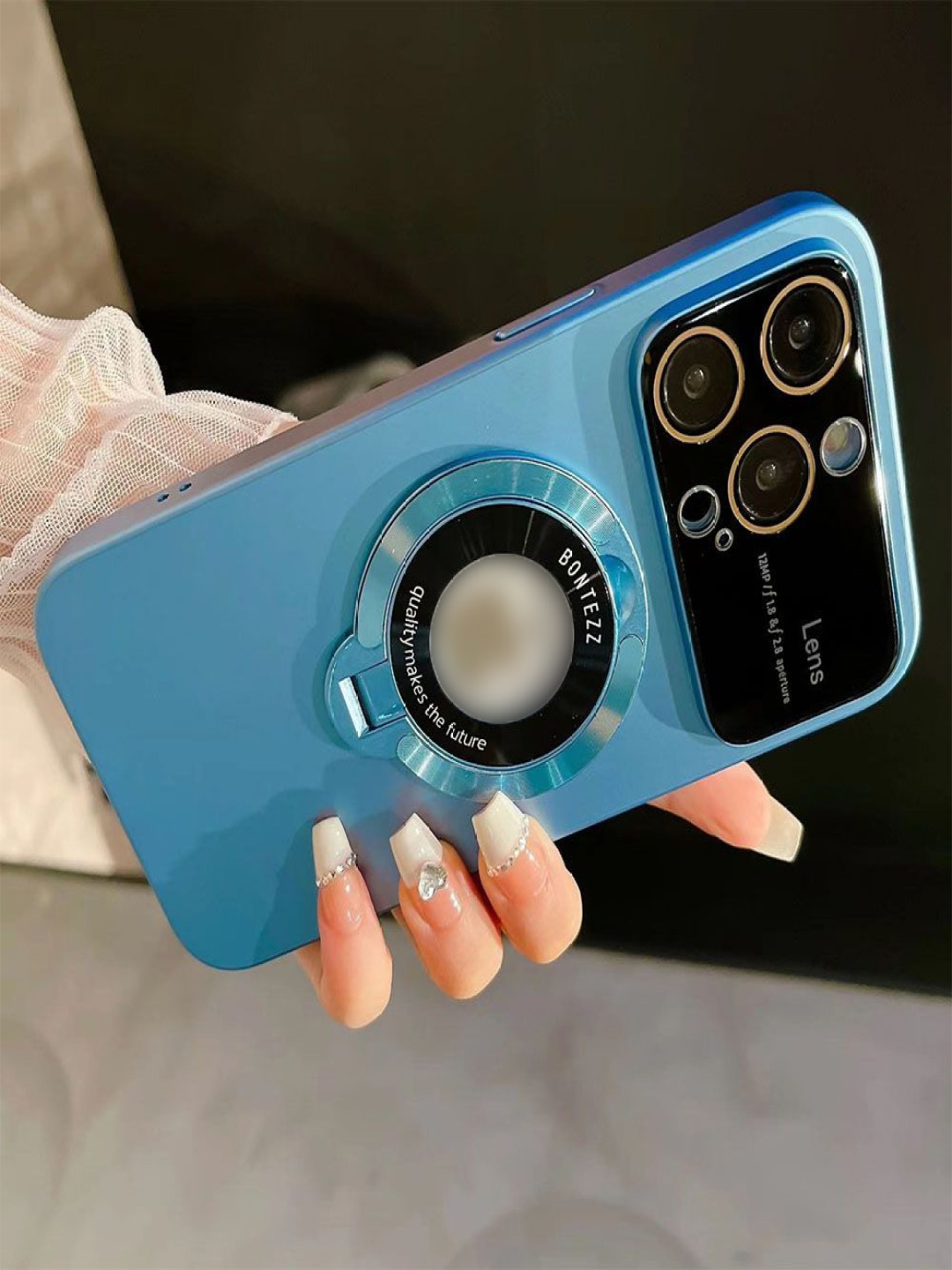 

Luxury Kase Solid LK090 Fully Protected Matte iPhone 15 Pro Back Case, Blue