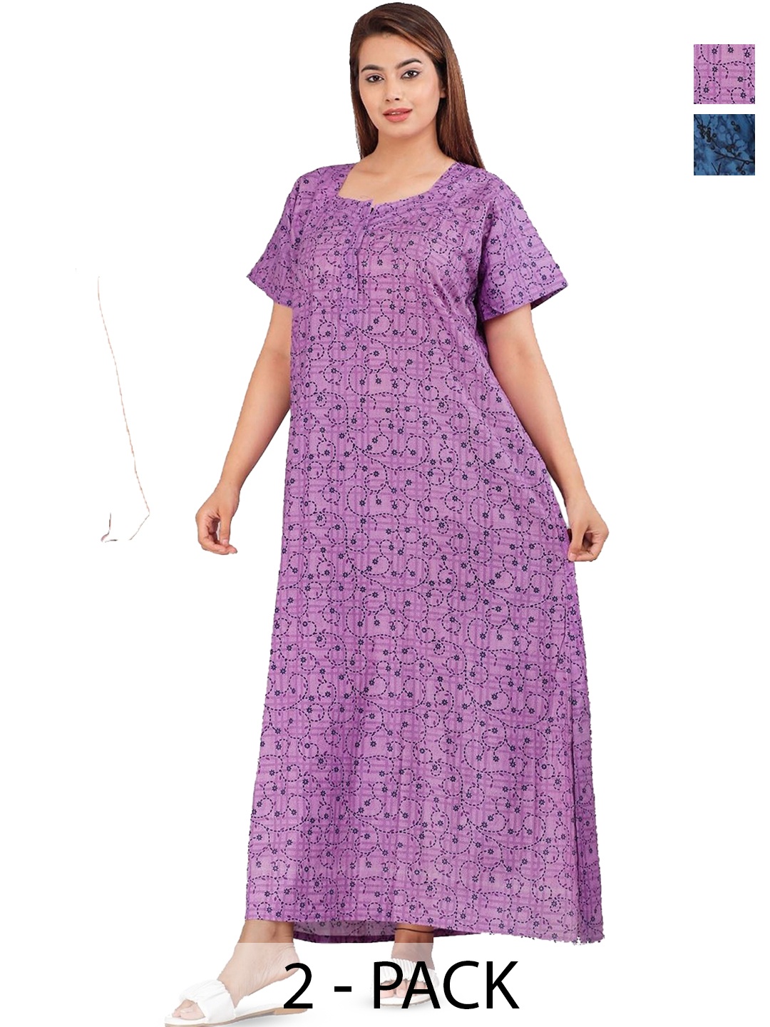 

PR PINK ROYAL Printed Maxi Nightdress, Blue