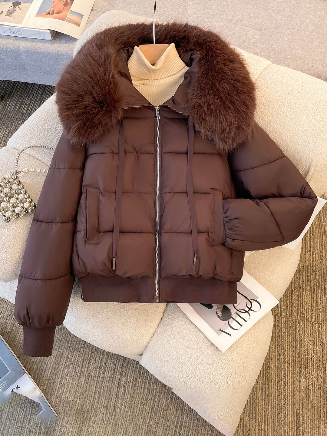 

Alamode By Akanksha Dark Brown Bellamy Warm Parka Jacket with Fur