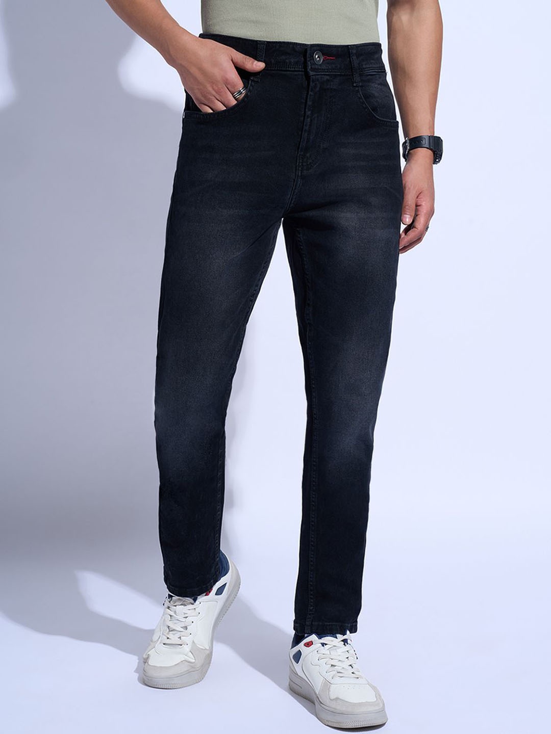 

SF JEANS by Pantaloons Men Slim Fit Clean Look Light Fade Jeans, Black