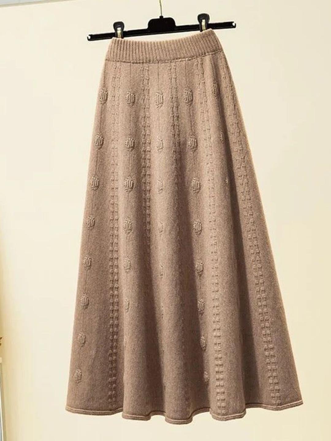 

Alamode By Akanksha Brown Semeah Statement Woolen Pleated Skirt