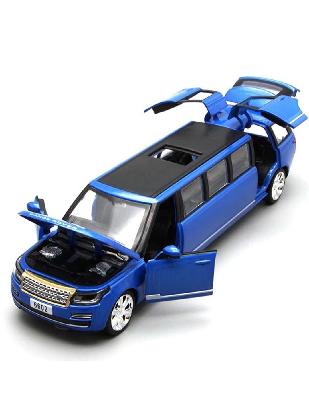 

UKAXA Kids 132 Die Cast Metal Model Long Renege Rover Toy Car Pullback Openable Door, Blue