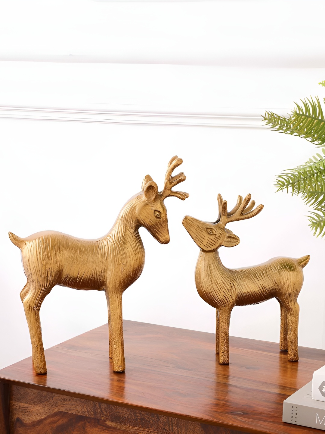 

Sammsara Gold-Toned 2 Pieces Avalon Deer Birds And Animals Figurine Showpiece