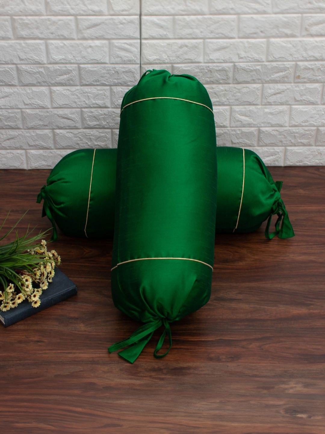 

RoyalDeco 2-Pcs Green BolsterCovers