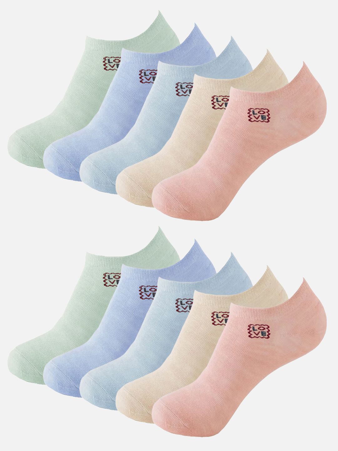 

FIMS Women Pack Of 10 Ankle-Length Socks, Peach