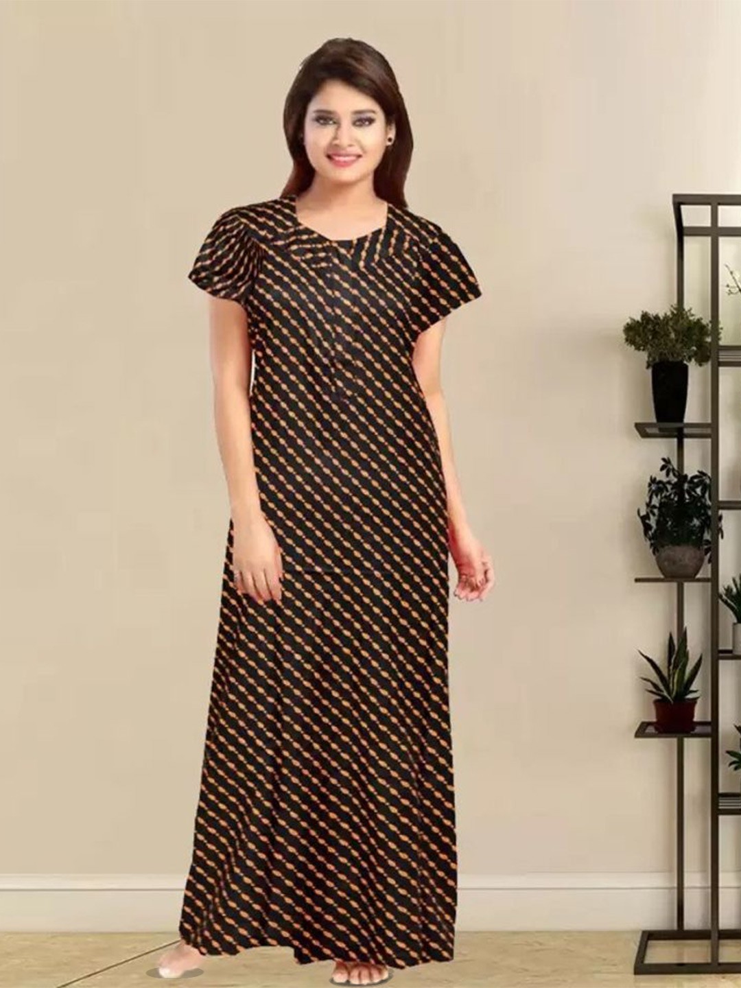 

PR PINK ROYAL Printed Maxi Nightdress, Black