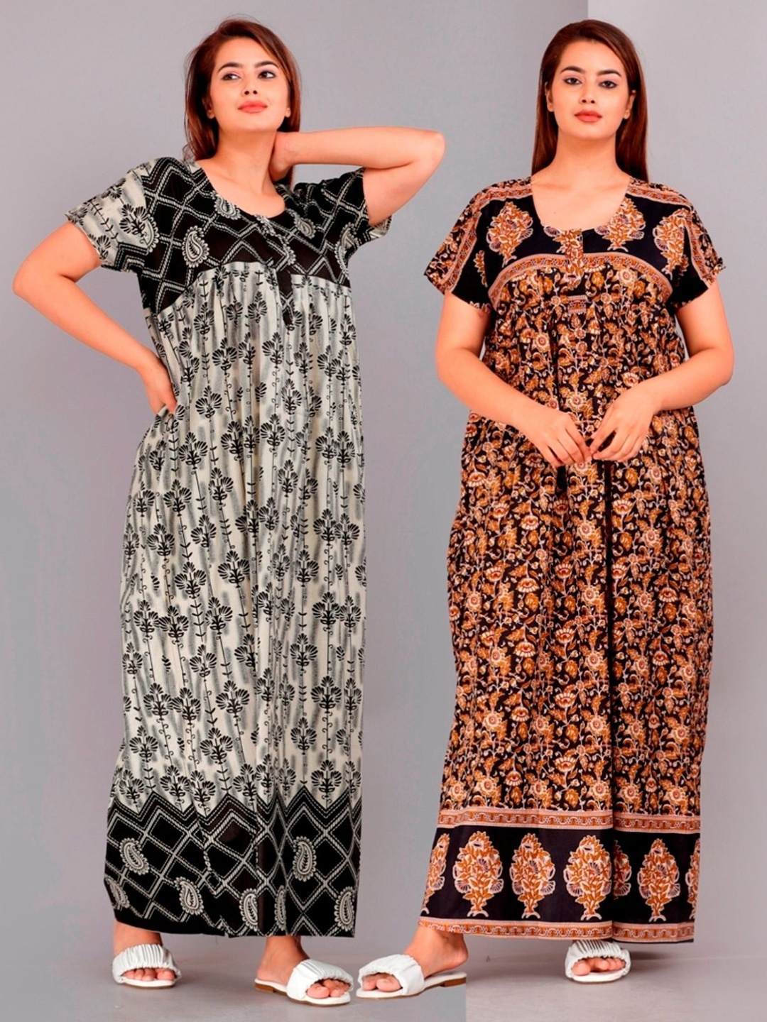 

PR PINK ROYAL Printed Maxi Nightdress, Black