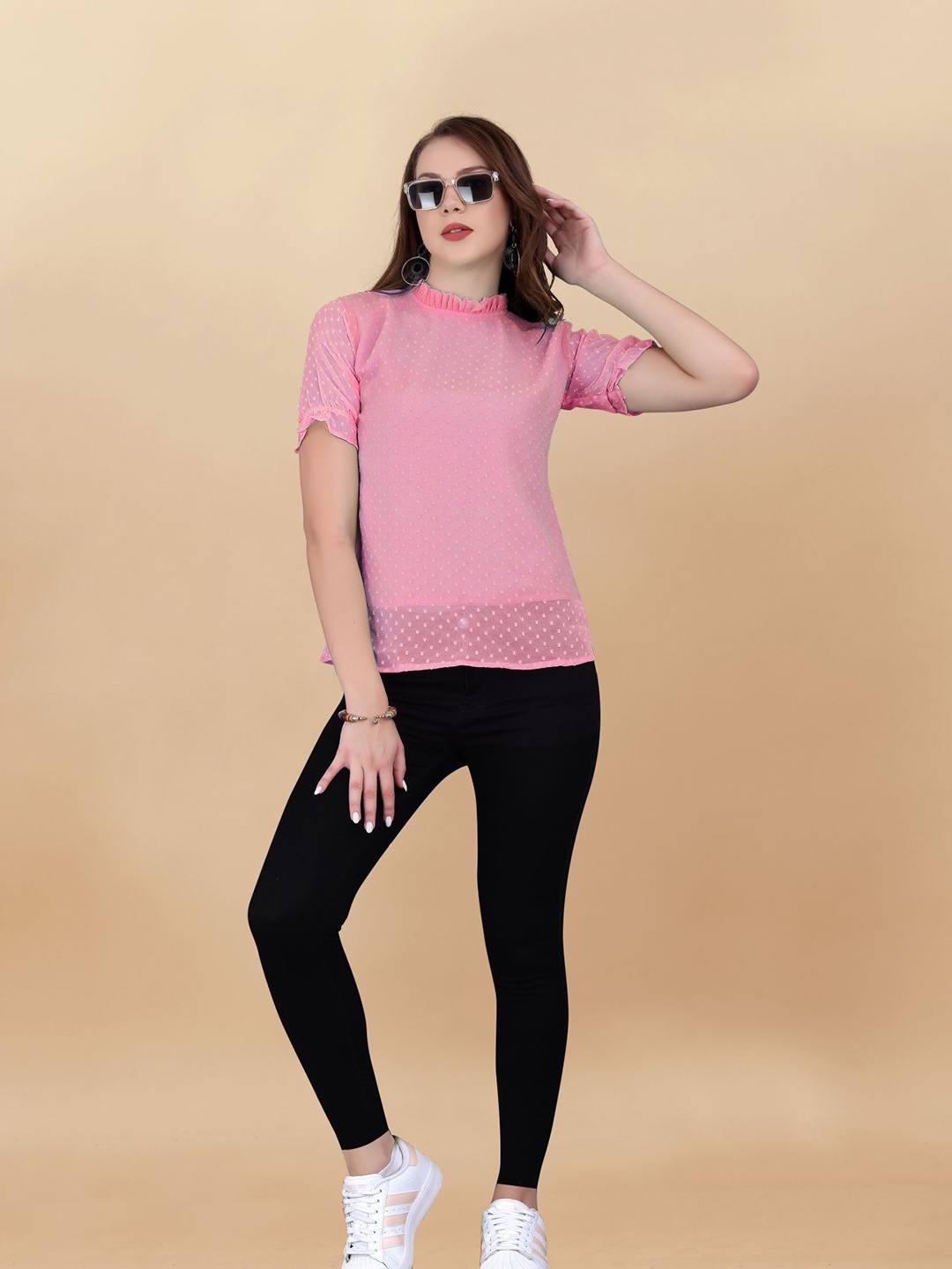

Sidhidata Women Georgette Top, Pink
