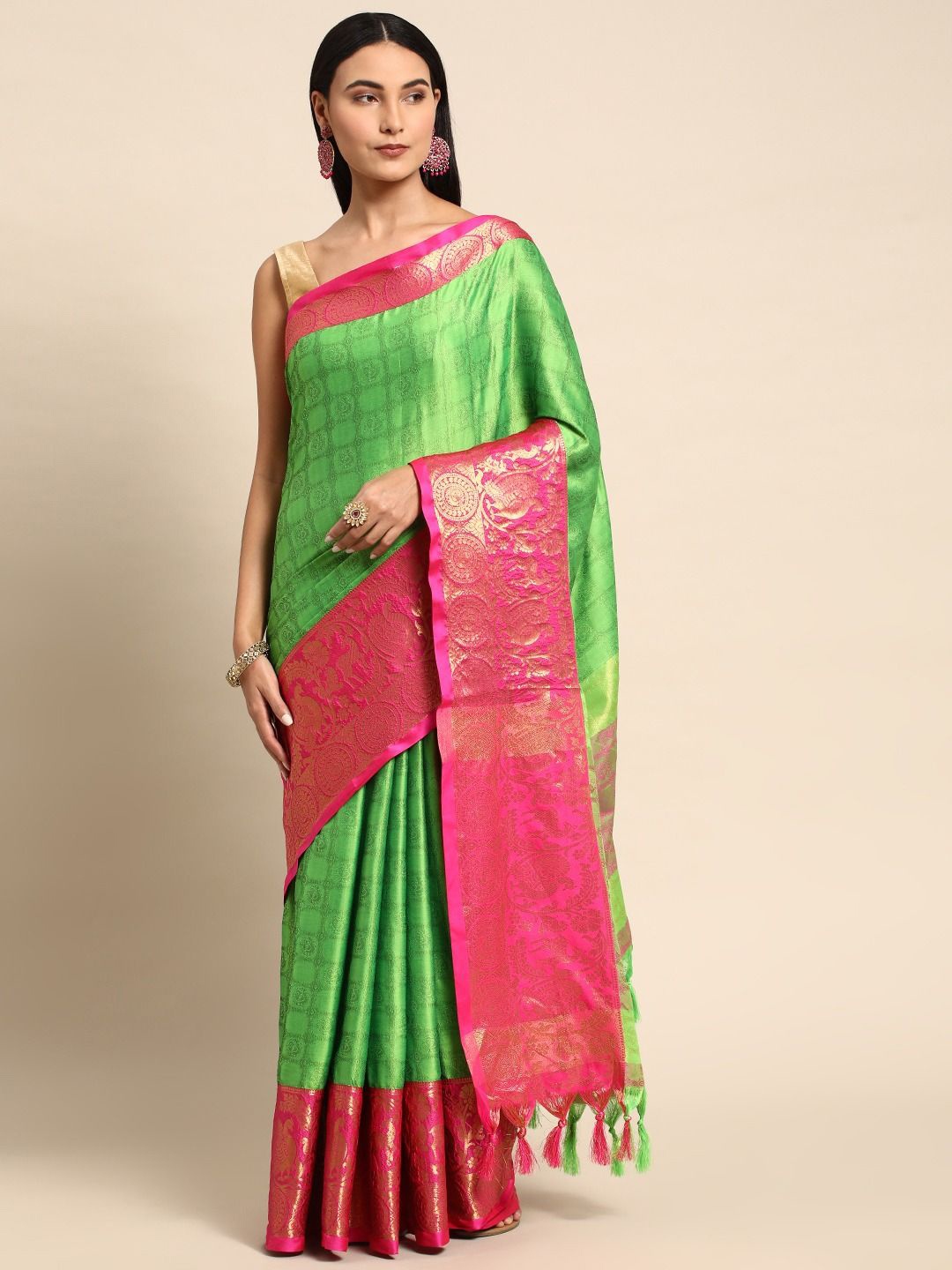 

DIVASTRI Woven Design Banarasi Saree, Green