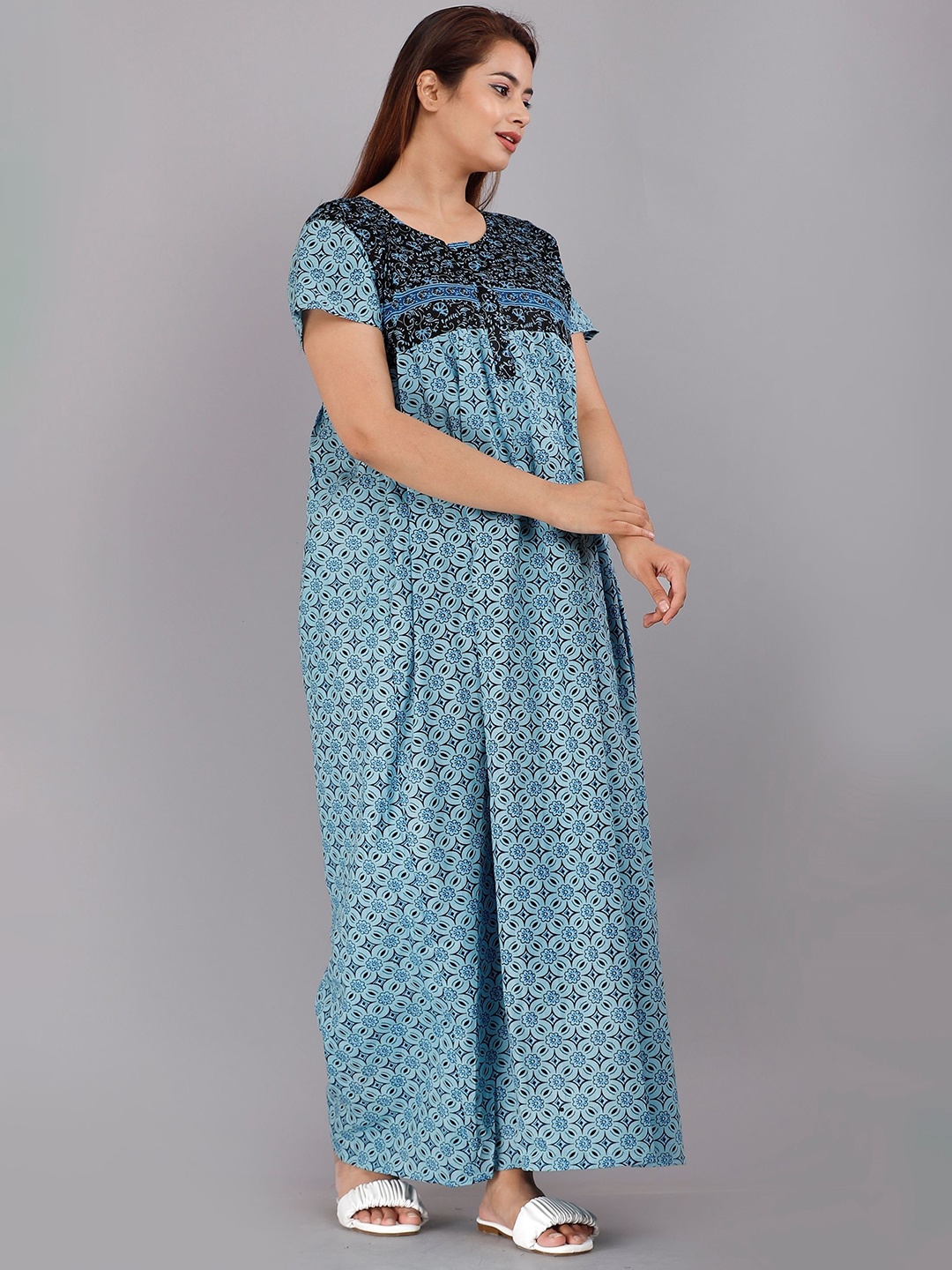 

PR PINK ROYAL Printed Maxi Nightdress, Blue