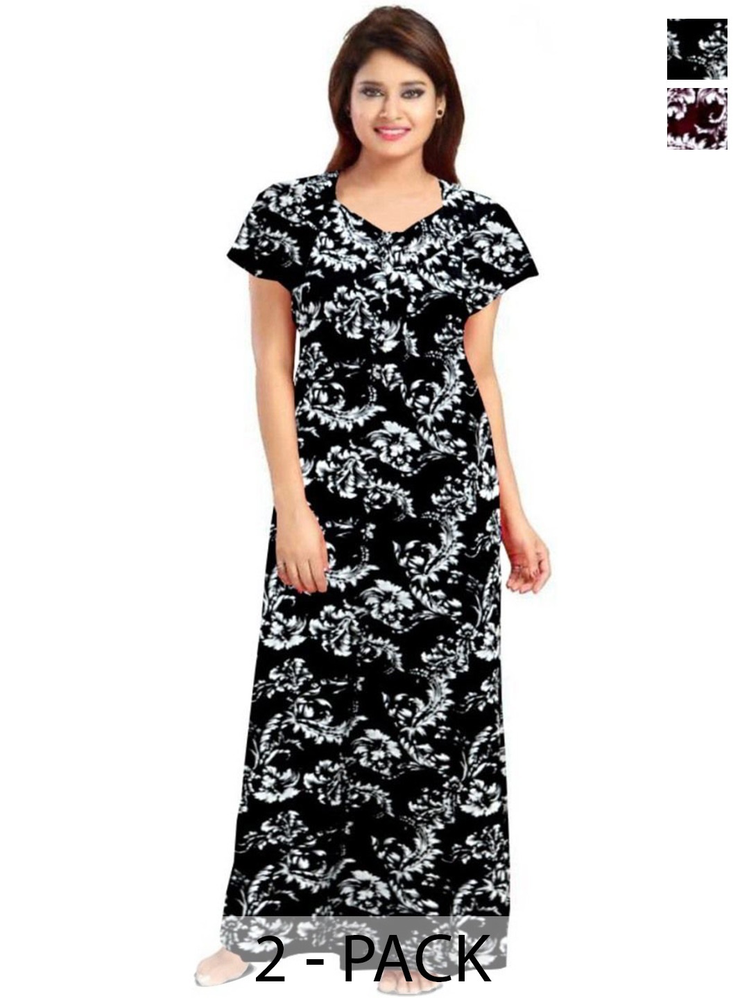 

PR PINK ROYAL Printed Maxi Nightdress, Black