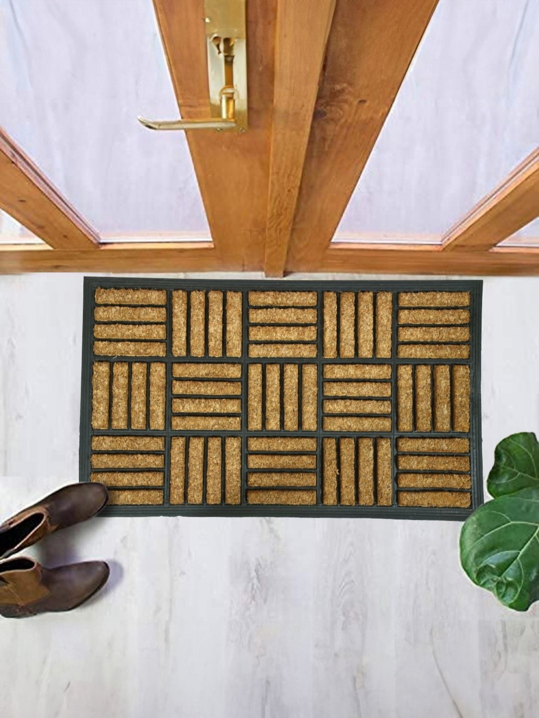 

Cortina Beige & Black Striped Rectangular Anti-Skid Doormats