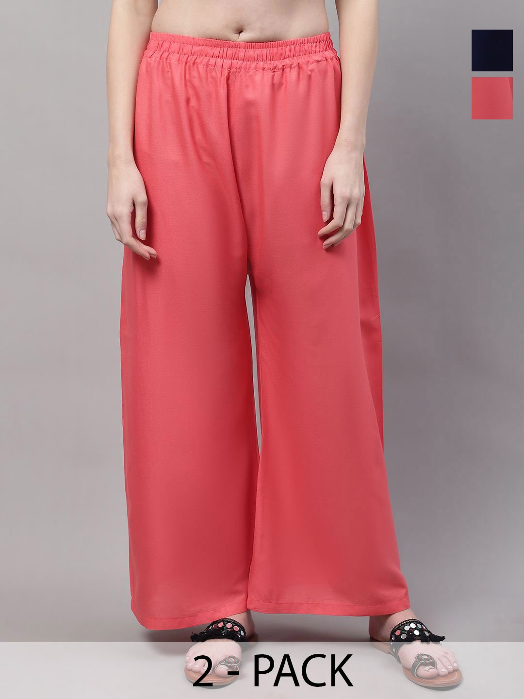 

Valles365 by S.C. Women Pack Of 2 Flared Ethnic Palazzos, Pink