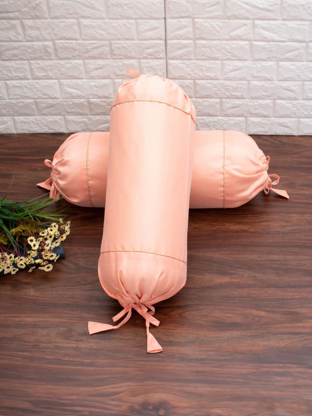 

RoyalDeco 2-Pcs Peach BolsterCovers