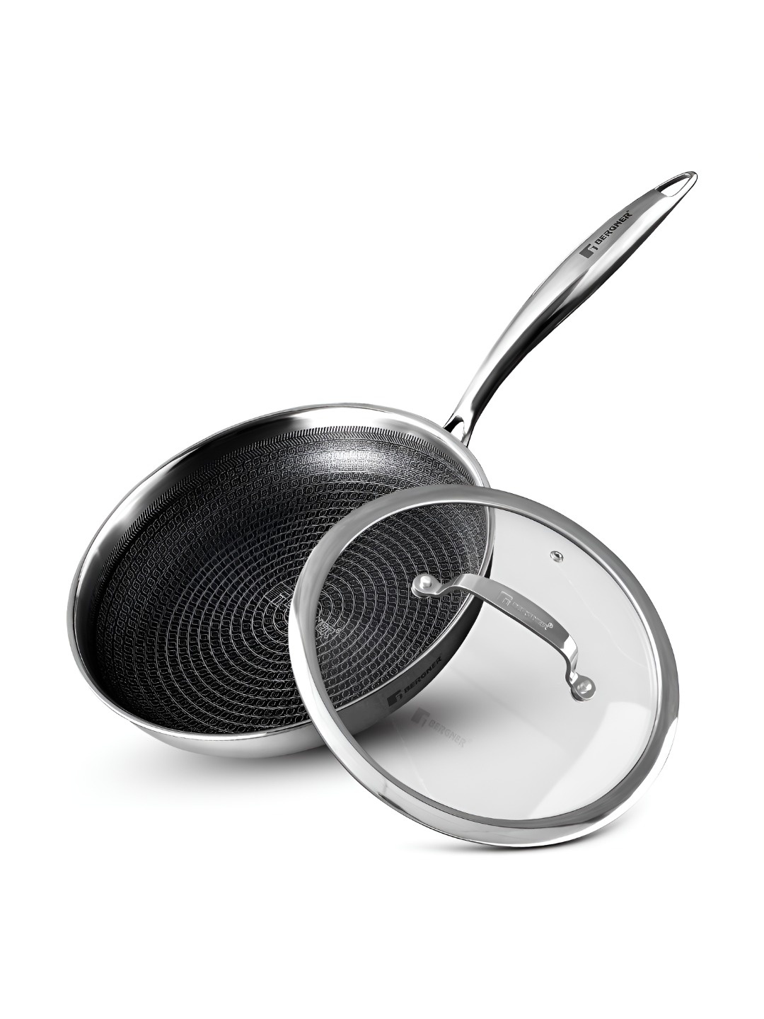 

BERGNER Hitech Silver-Toned Induction Base Stainless Steel Frying Pan