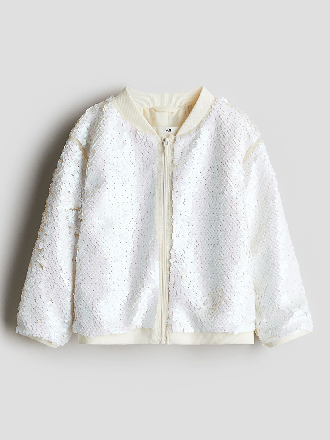 

H&M Sequined Bomber Jacket, White