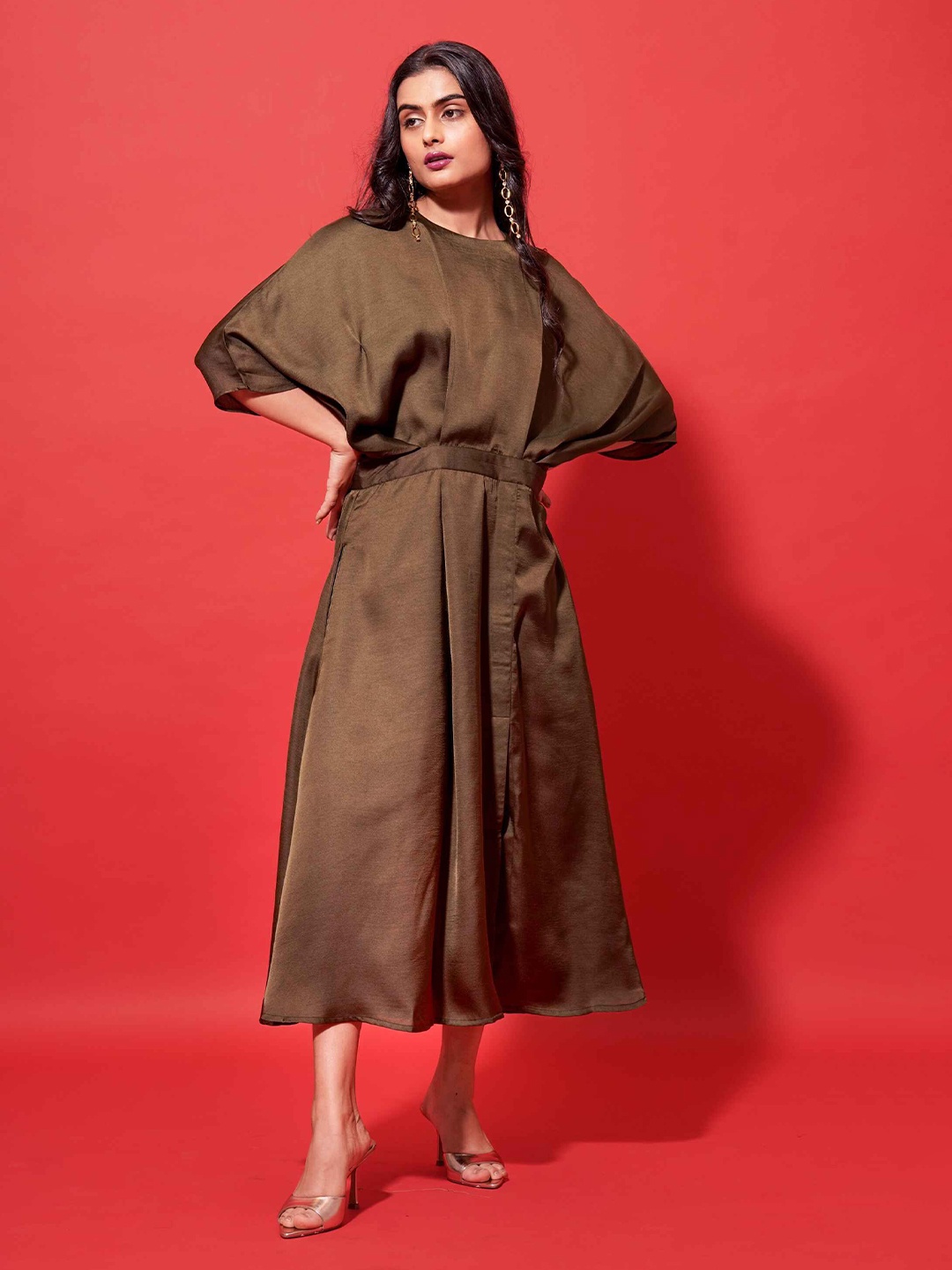 

the kaatn trail Women Elena Dress Olive Green