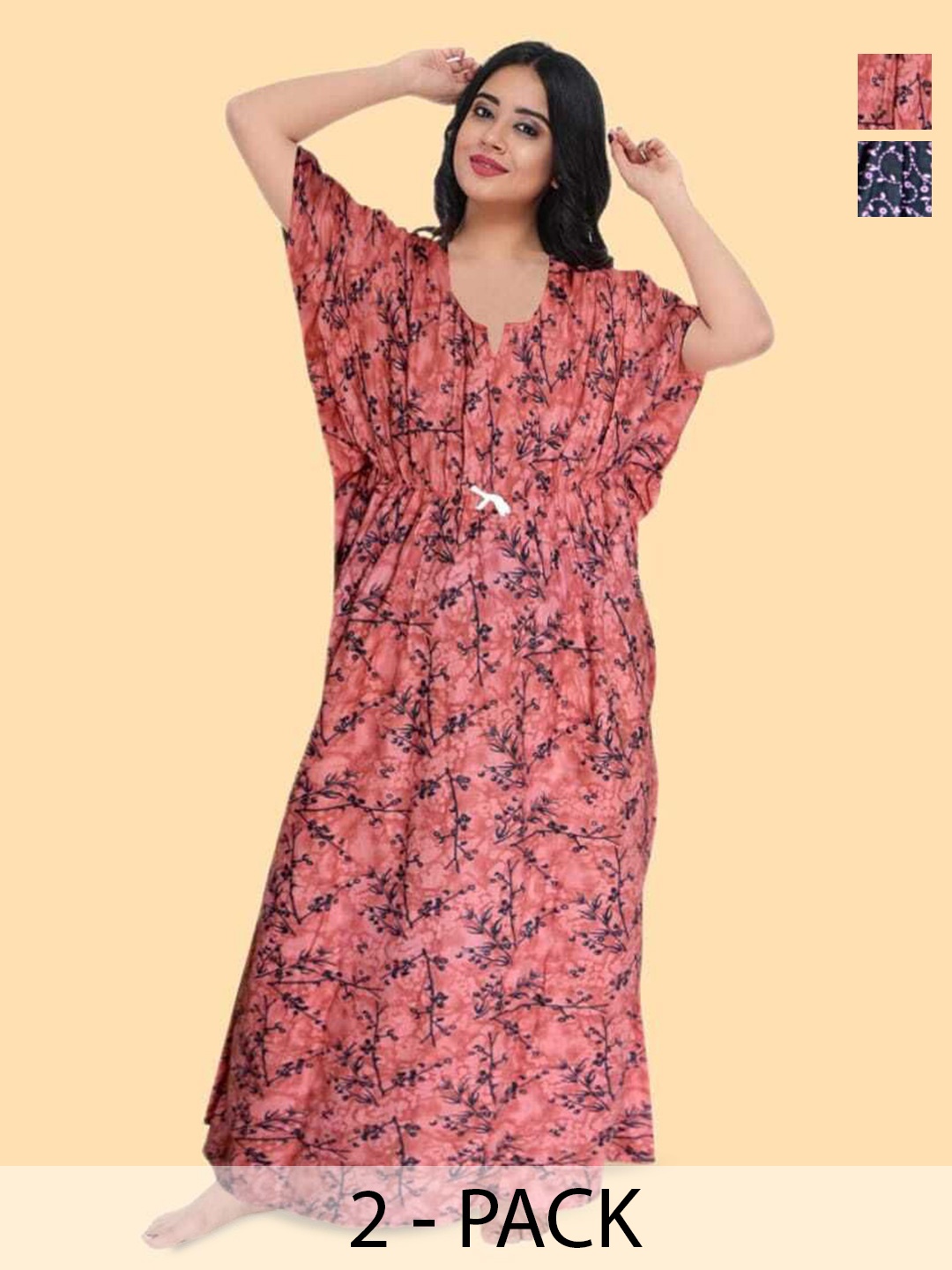 

PR PINK ROYAL Printed Maxi Nightdress, Orange