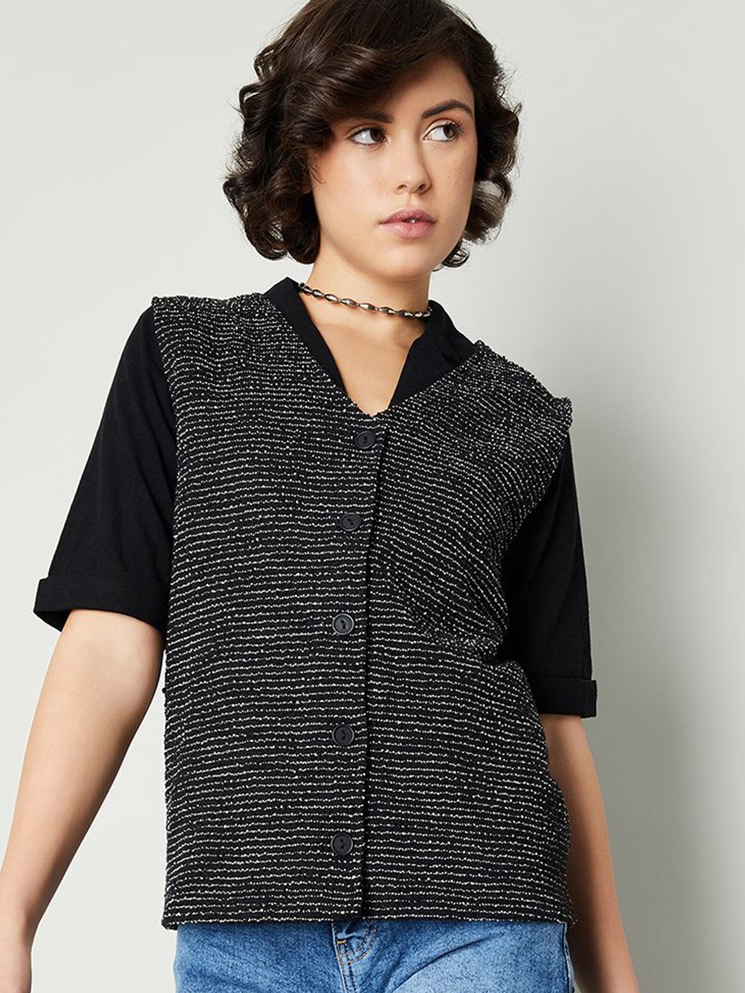 

max Textured Tweed Waistcoat, Black