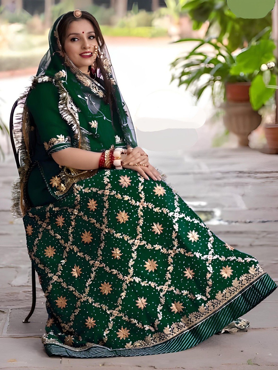 

MADHUR HAND WORK ART Embroidered Semi-Stitched Lehenga & Unstitched Blouse With Dupatta, Green
