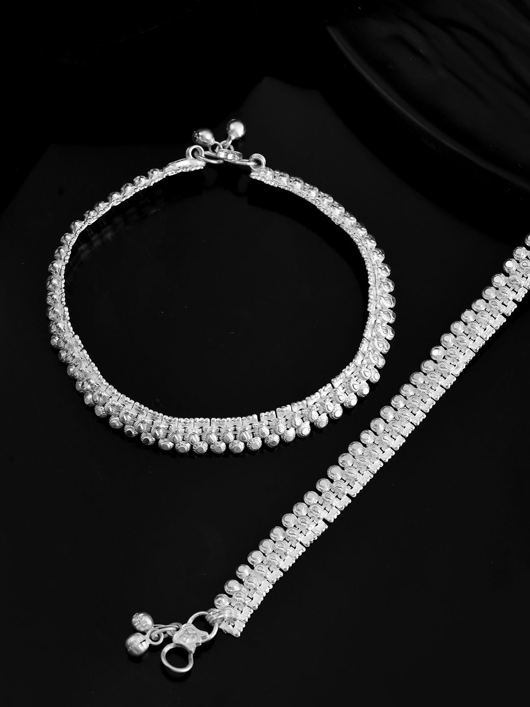 

Silvermerc Designs Silver-Plated Intricate Design and Coin Charms Anklet