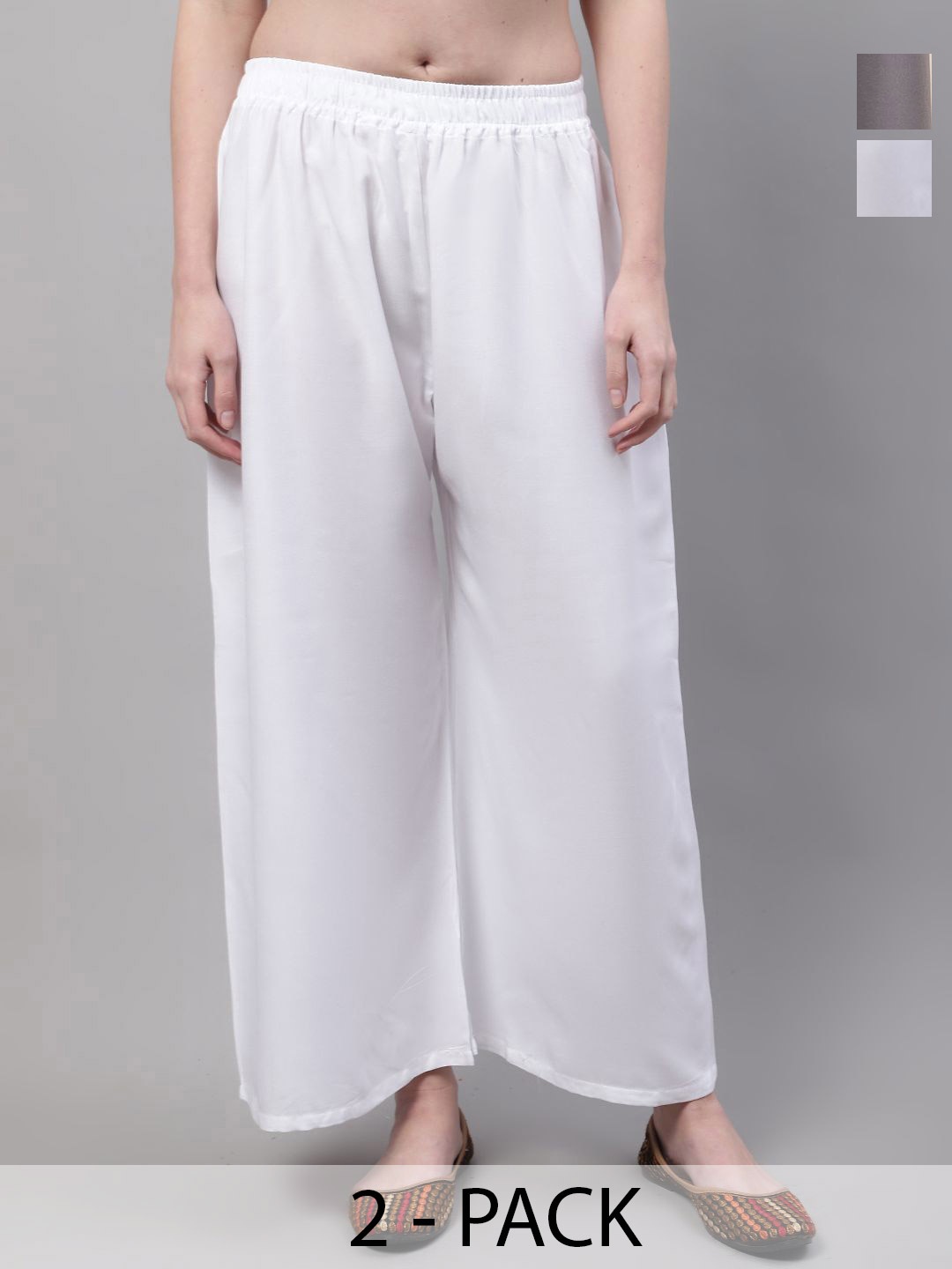 

Valles365 by S.C. Women Pack of 2 Flared Palazzos, White