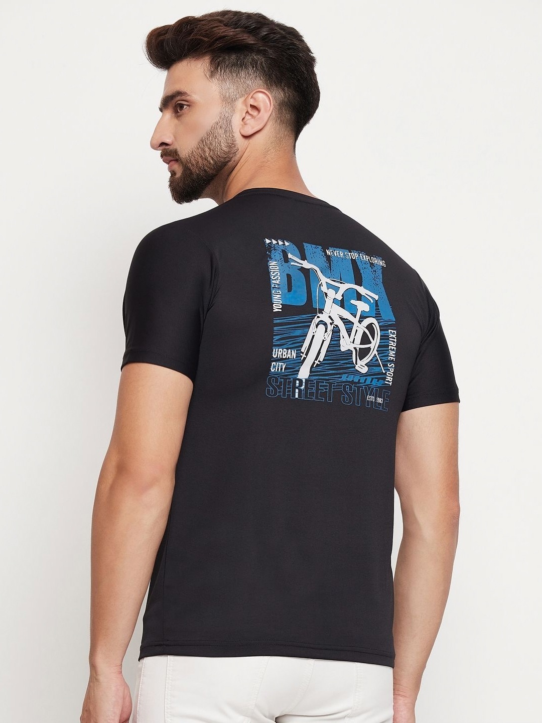 

NYKER Men Graphic Printed Round Neck Cotton T-shirt, Black