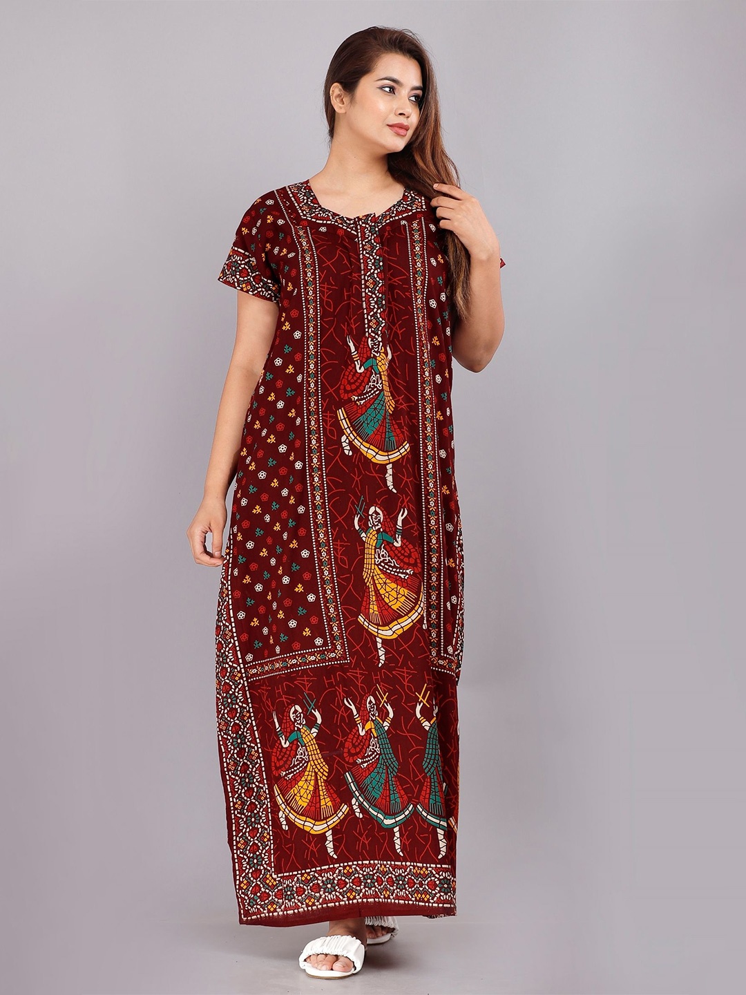 

PR PINK ROYAL Printed Maxi Nightdress, Maroon