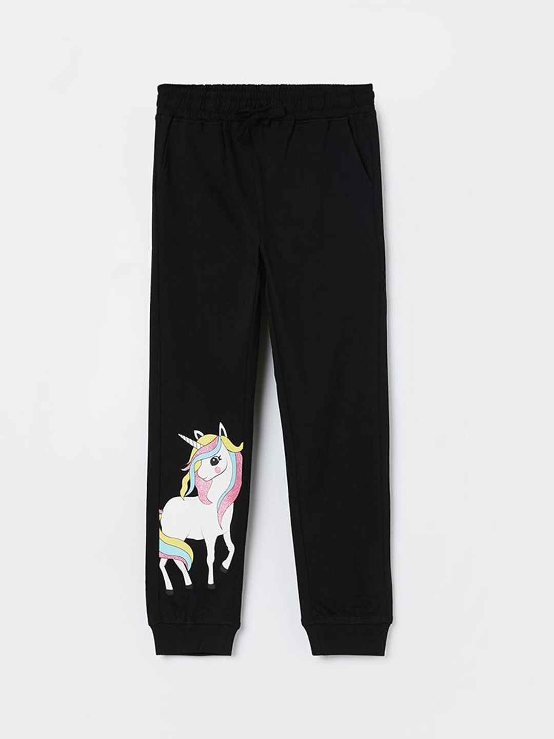 

Fame Forever by Lifestyle Girls Unicorn Printed Pure Cotton Joggers, Black