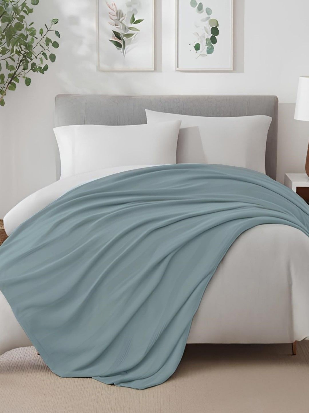 

haus & kinder Day Solid Blue Blue 150 GSM Pure Cotton AC Room Single Bed Dohar