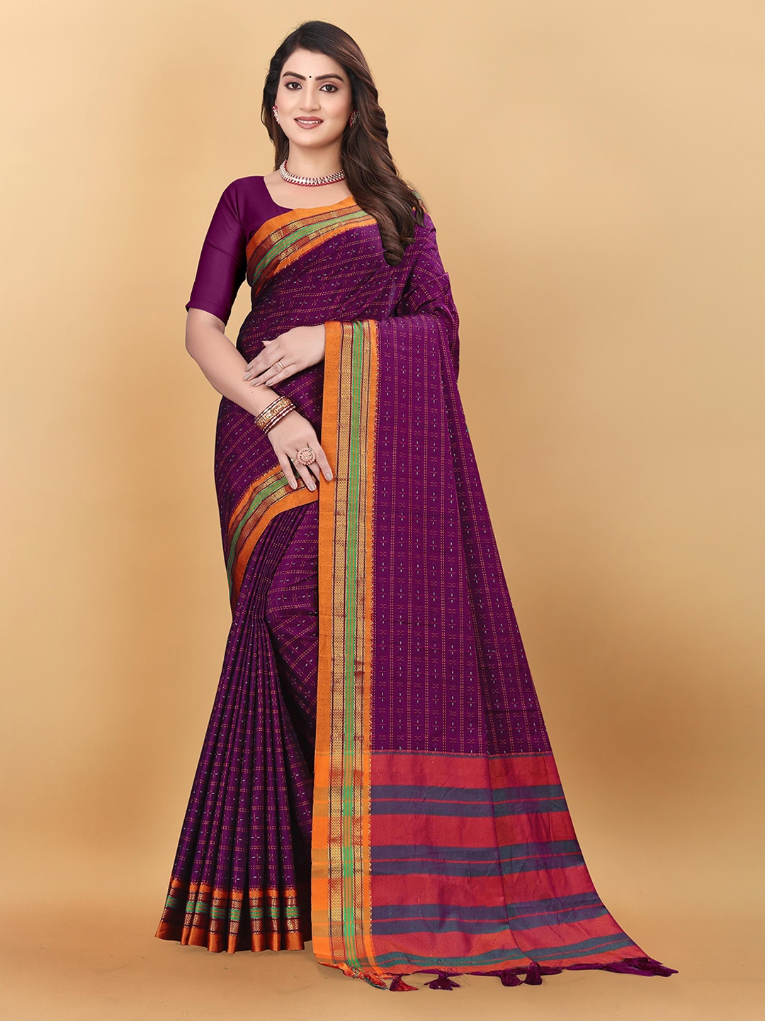 

MAGNEITTA Woven Design Zari Ilkal Saree, Purple