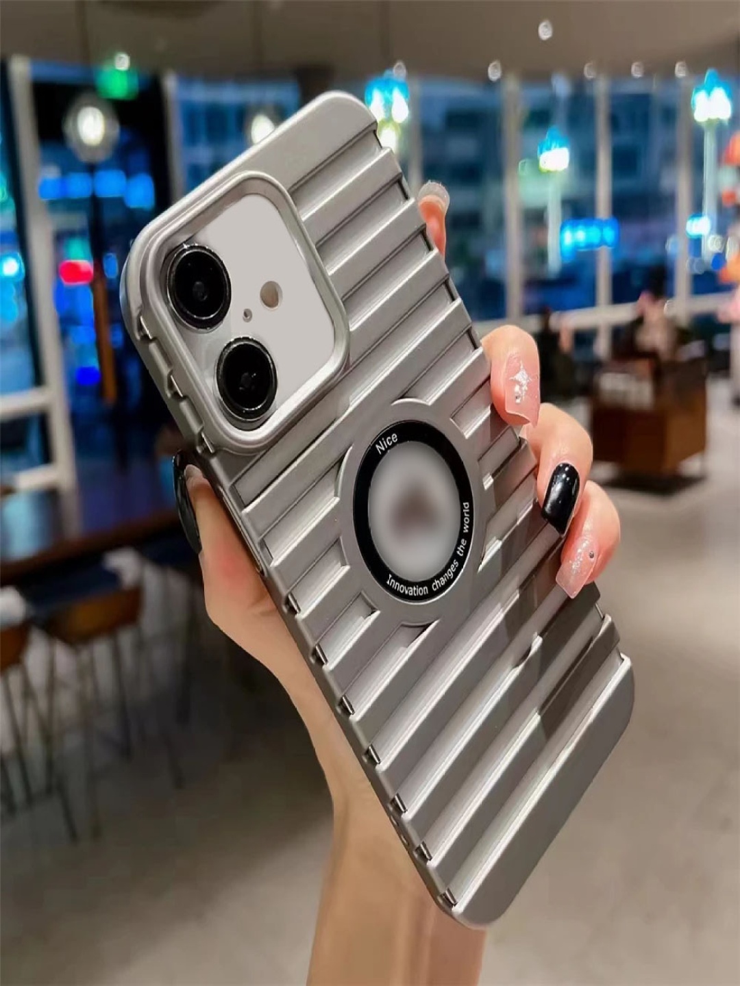 

Luxury Kase LK165 Solid iPhone 16 Plus Logo Hole Mag-Safe Heat Dissipation Back Case, Grey