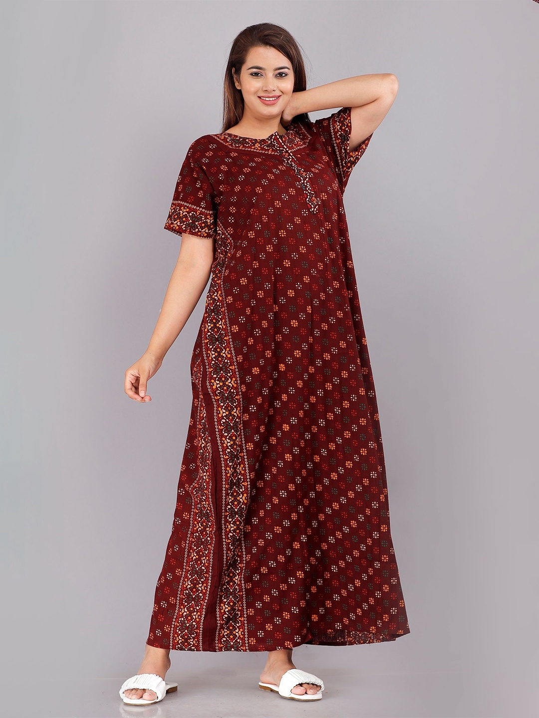 

PR PINK ROYAL Printed Maxi Nightdress, Maroon