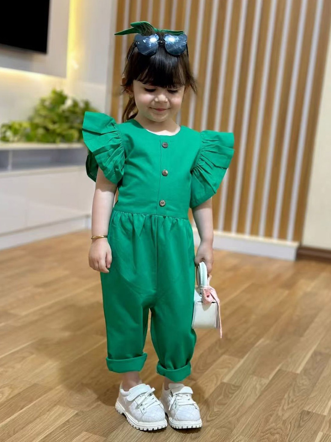 

StyleCast x Revolte Girls Gathers Ruffles Jumpsuit, Green
