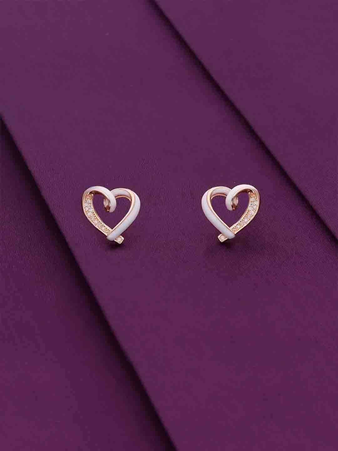 

KAI JEWEL 925 Sterling Silver Rose Gold-Plated Zircon Heart Shaped Minimalistic Studs