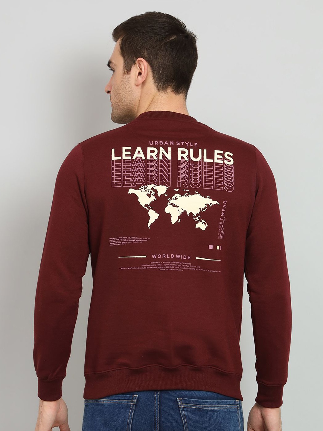 

OGEN Men Typography Printed Pullover Sweatshirt, Maroon