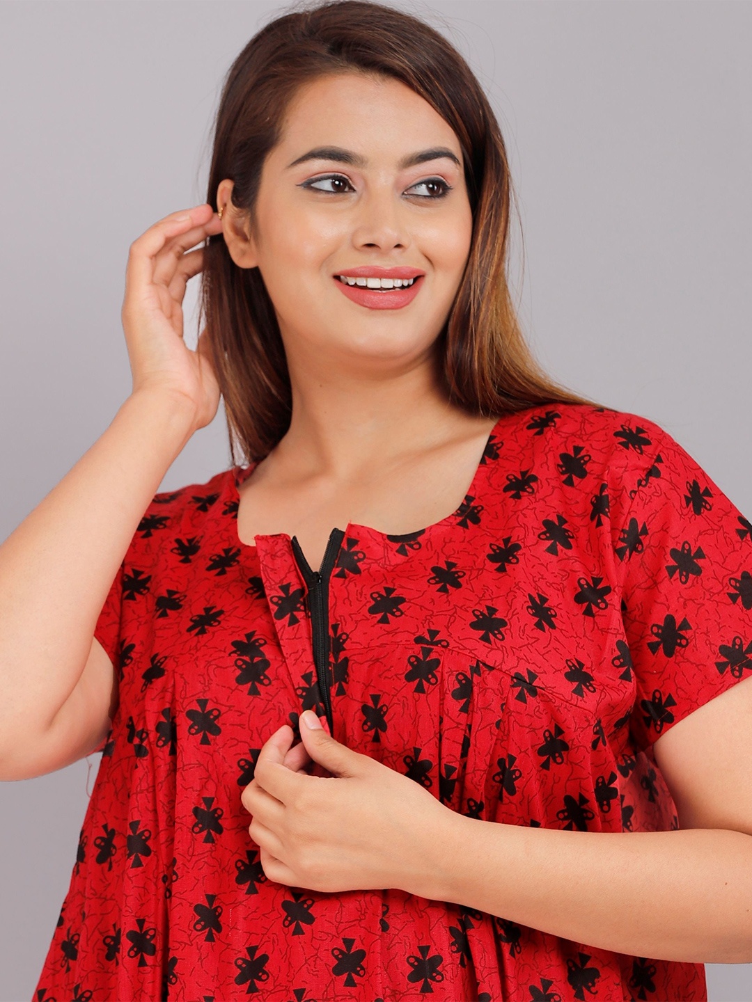 

PR PINK ROYAL Printed Maxi Nightdress, Red