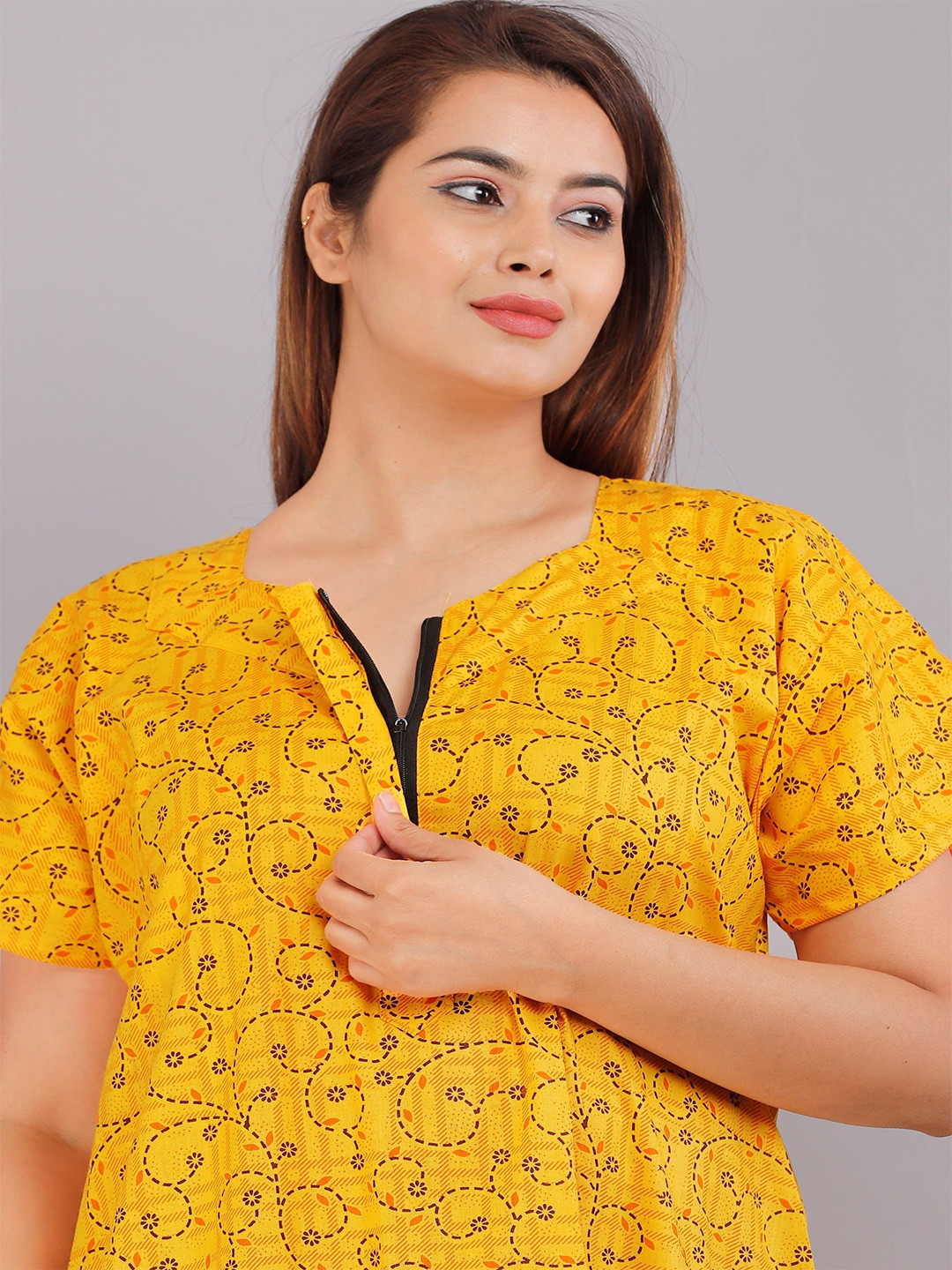

PR PINK ROYAL Printed Maxi Nightdress, Yellow