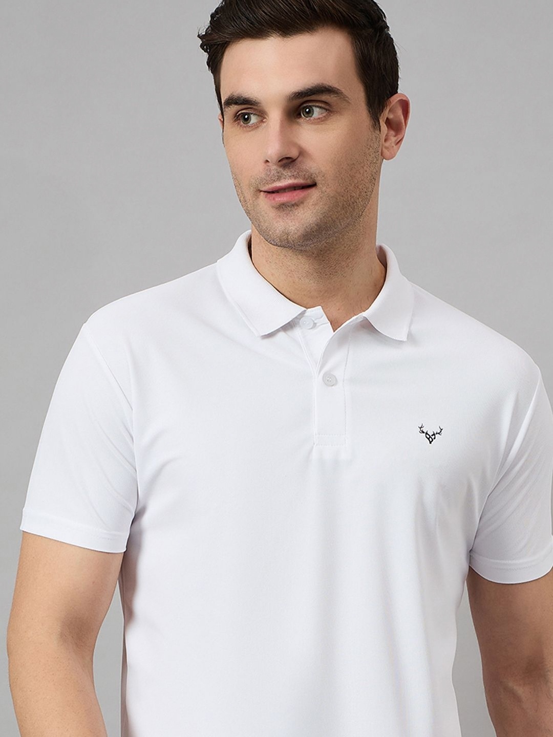 

BRONATION Men Solid Polo Collar Cotton T-shirt, White