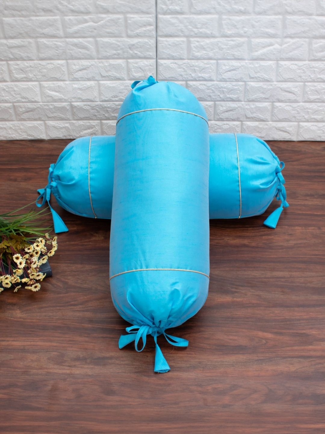 

RoyalDeco 2-Pcs Blue BolsterCovers