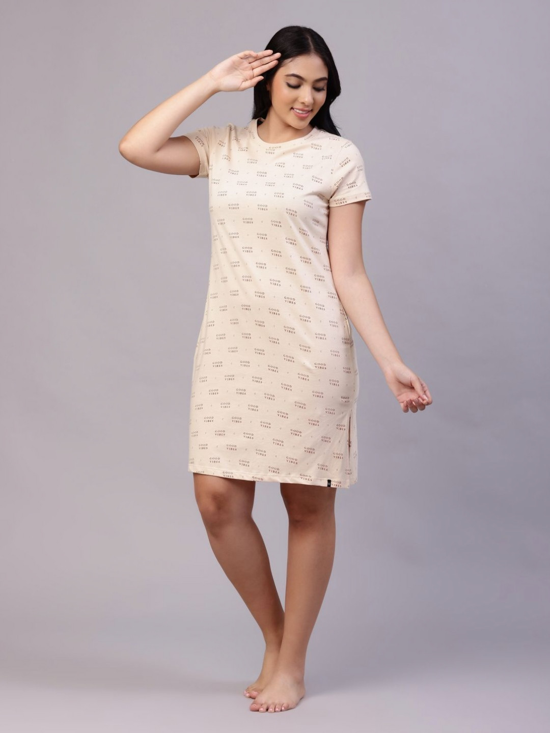 

TITTLI Women Typography Printed T-shirt, Nude