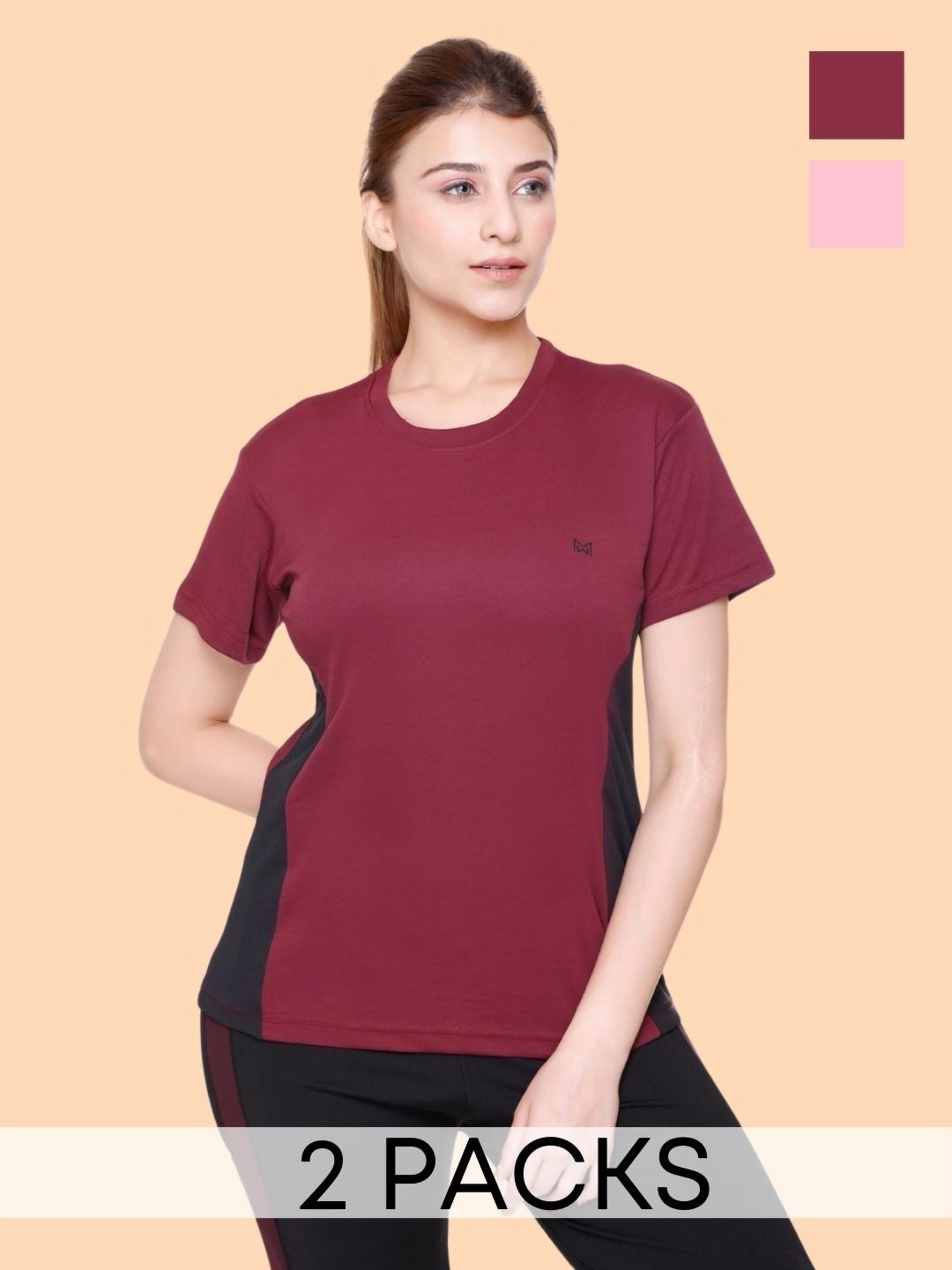 

White Moon Women Pockets T-shirt, Maroon