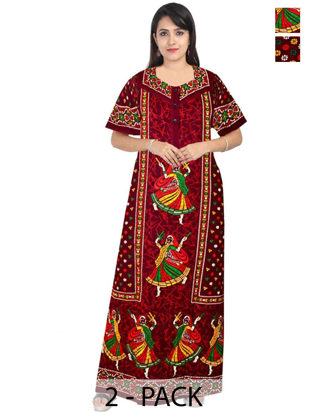 

PR PINK ROYAL Printed Maxi Nightdress, Maroon