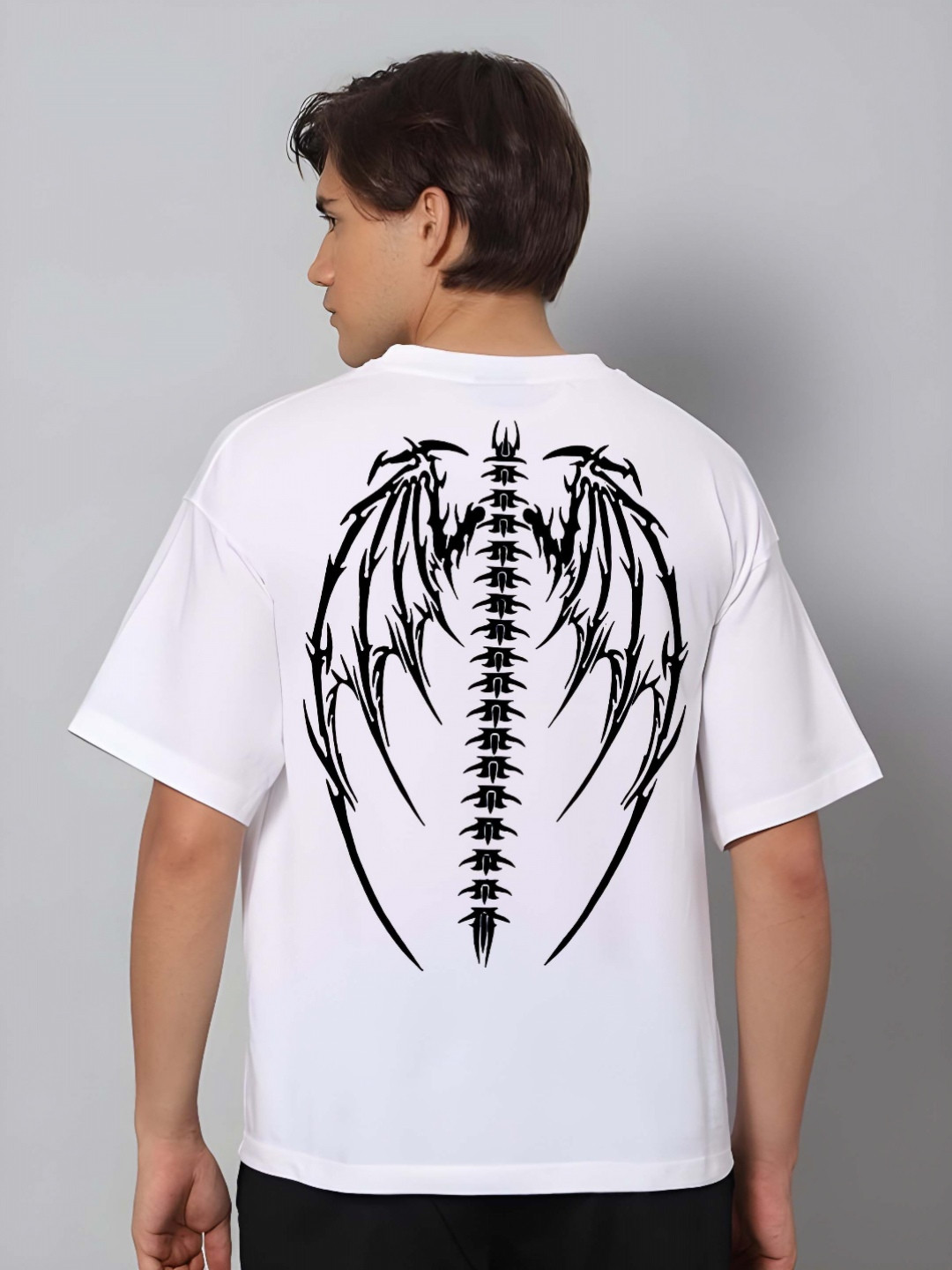 

SZN Men Graphic Printed Round Neck Cotton Oversized T-shirt, White