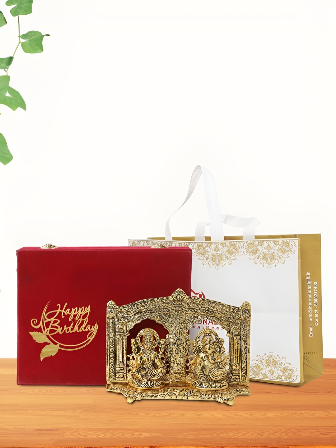 

INTERNATIONAL GIFT Gold-Toned Lord Laxmi Ganesh Religious Idol Showpiece