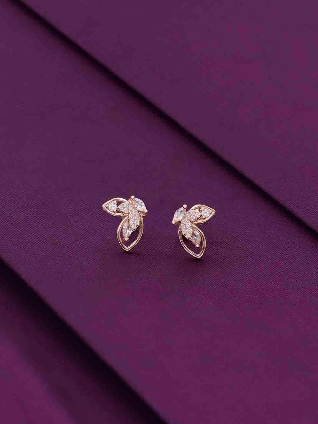 

KAI JEWEL 92.5 Sterling Silver Rose Gold-Plated CZ-Studded Contemporary Minimalistic Studs