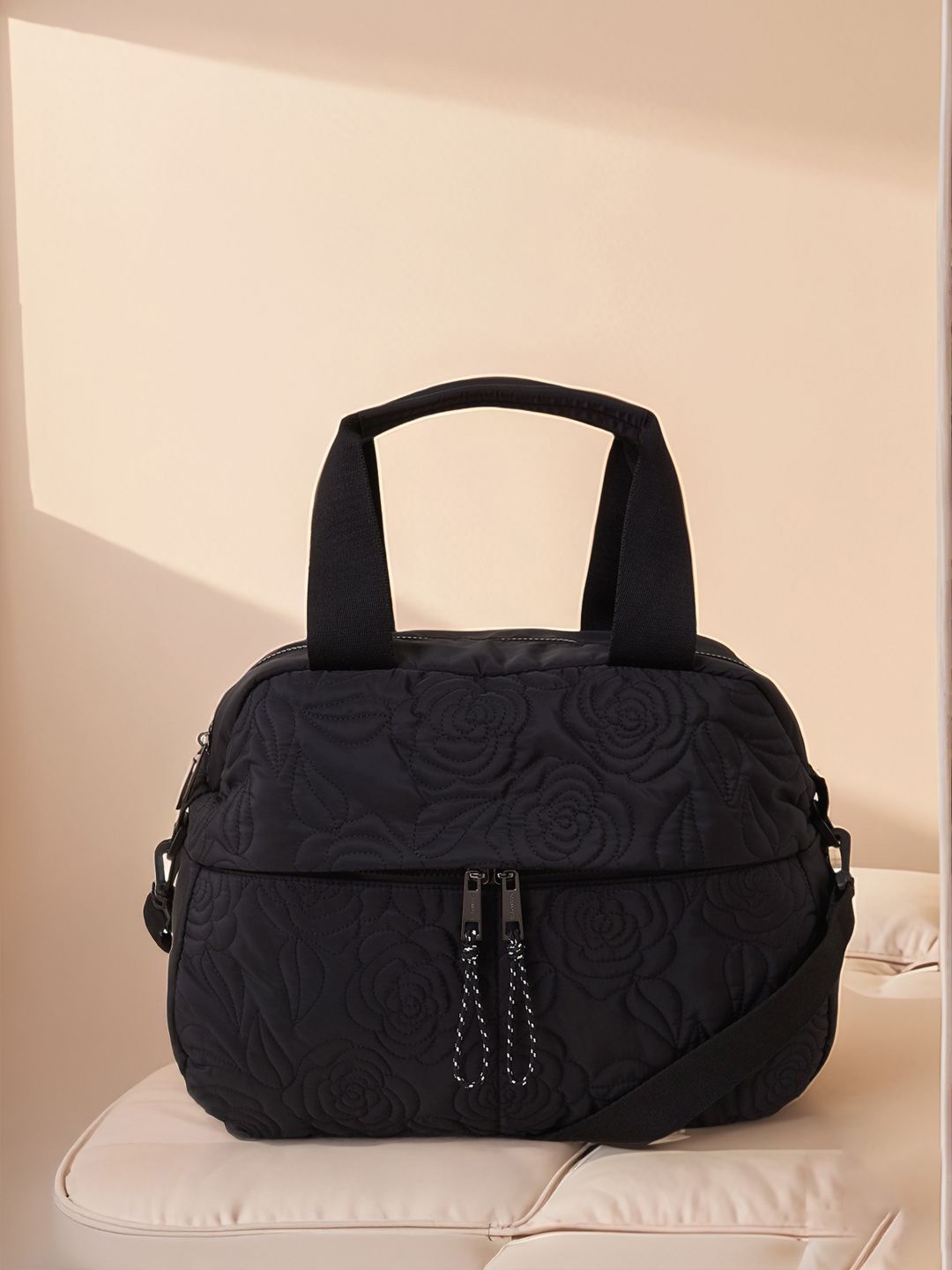 

Accessorize Women Textured Structured Handheld Bag, Black