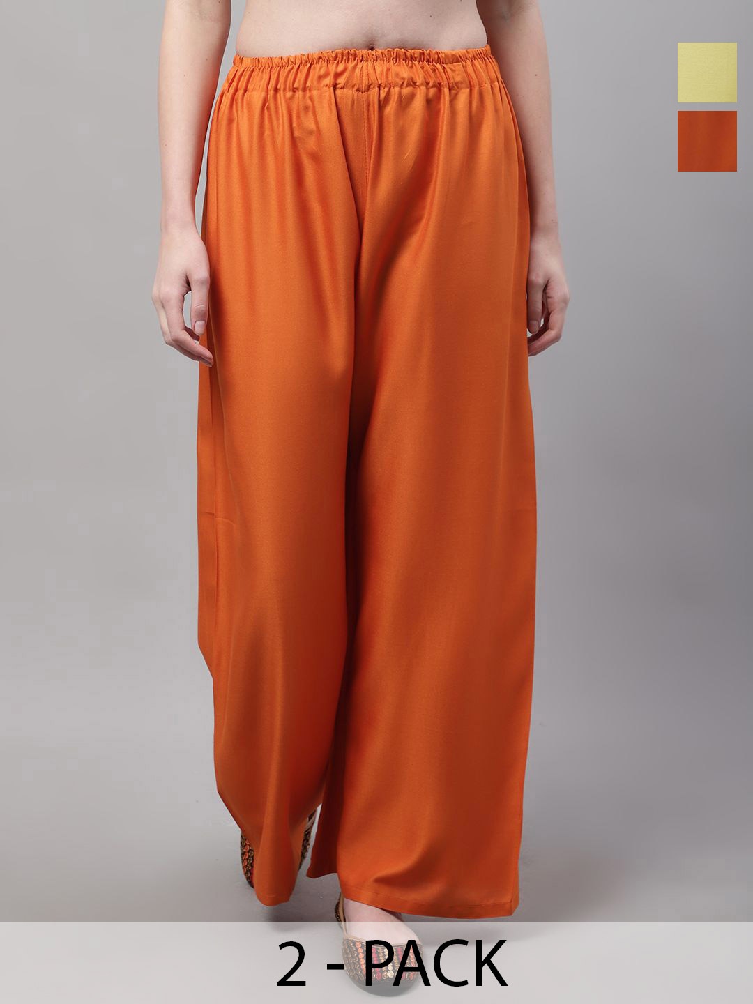 

Valles365 by S.C. Women Pack Of 2 Flared Palazzos, Yellow